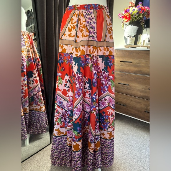 Cupio Red and Purple Floral Maxi Skirt - Picture 3 of 4